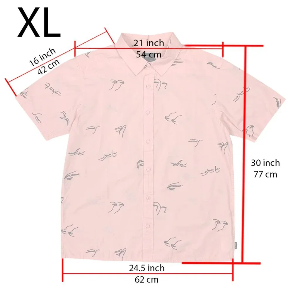 RVCA Men Short Sleeve Button Johanna Gestures Pink New With Tags - Picture 7 of 13